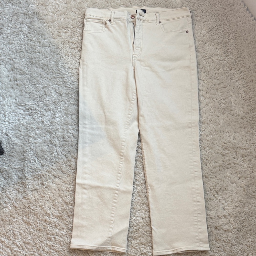 Express Women's Straight Leg Cream Jeans